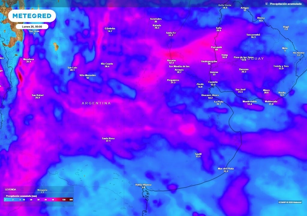 Buenos Aires AMBA alerta tormentas fuertes El Niño Precipitaciones esperadas para el resto de esta semana en la región central.