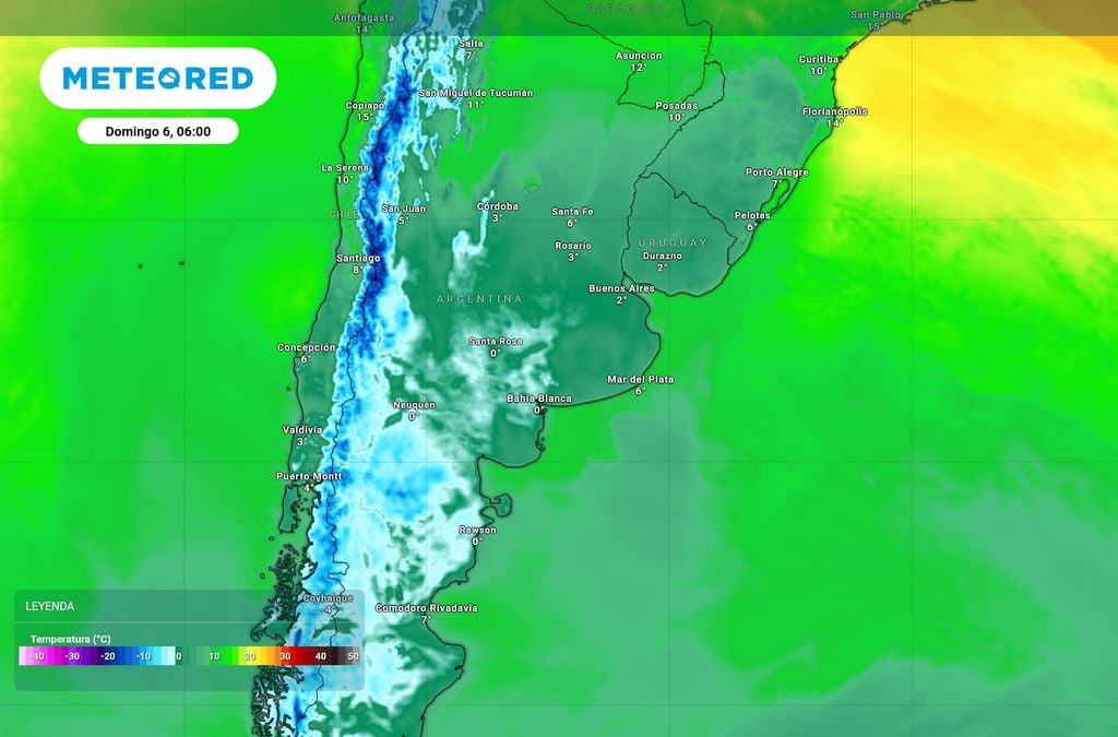 Temperaturas domingo El próximo domingo, las temperaturas mínimas previstas indican riesgo de heladas en gran parte del centro de Argentina. El lunes, pueden ser aún mas bajas por sectores.