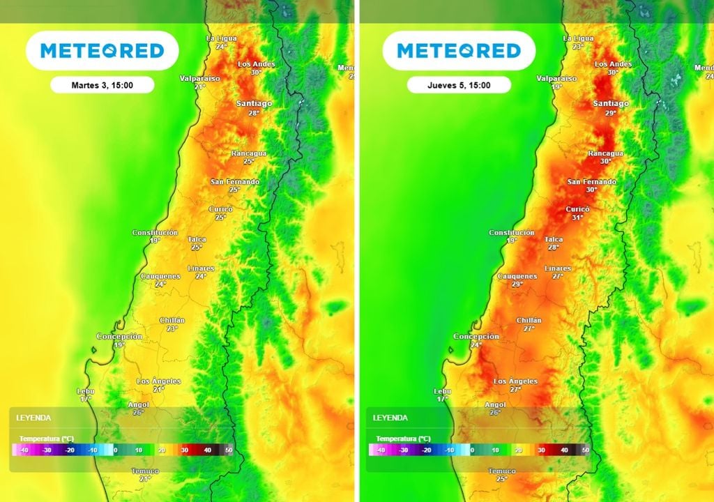 El martes se mantendrá un ambiente más fresco en gran parte de la zona central, con un descenso marcado de las máximas en sectores interiores. Para el jueves, las temperaturas volverán a ascender, alcanzando nuevamente los 30°C en varias localidades.