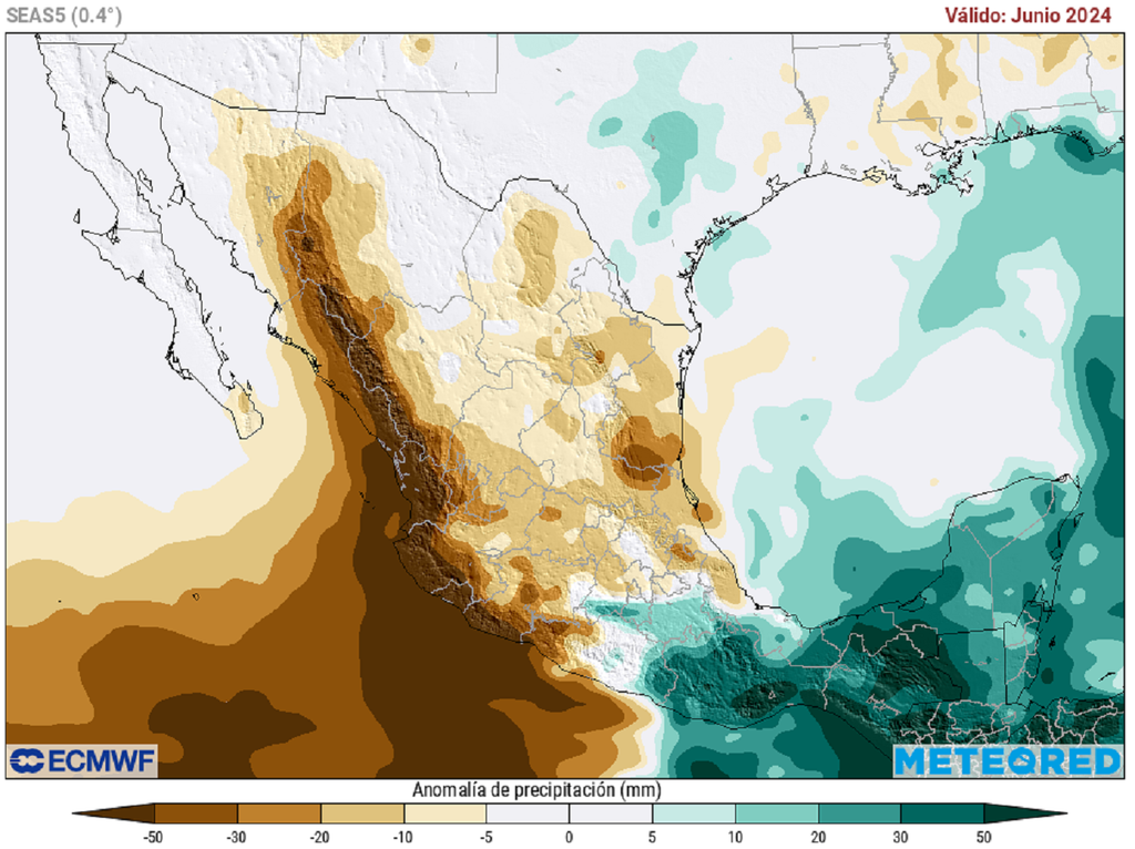 Anomalía de precipitaciones en junio Anomalía de precipitaciones en junio