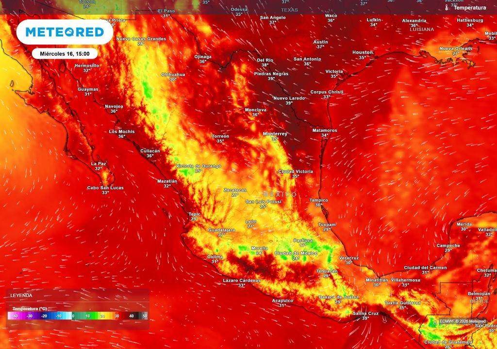 Pronóstico de temperaturas en grados Celsius Estados del norte, sureste y costeros mantendrán de 30-40 °C, pero disminuyendo en las zonas de lluvias para refrescarse; el frío se sentirá en el Altiplano en horas nocturnas.