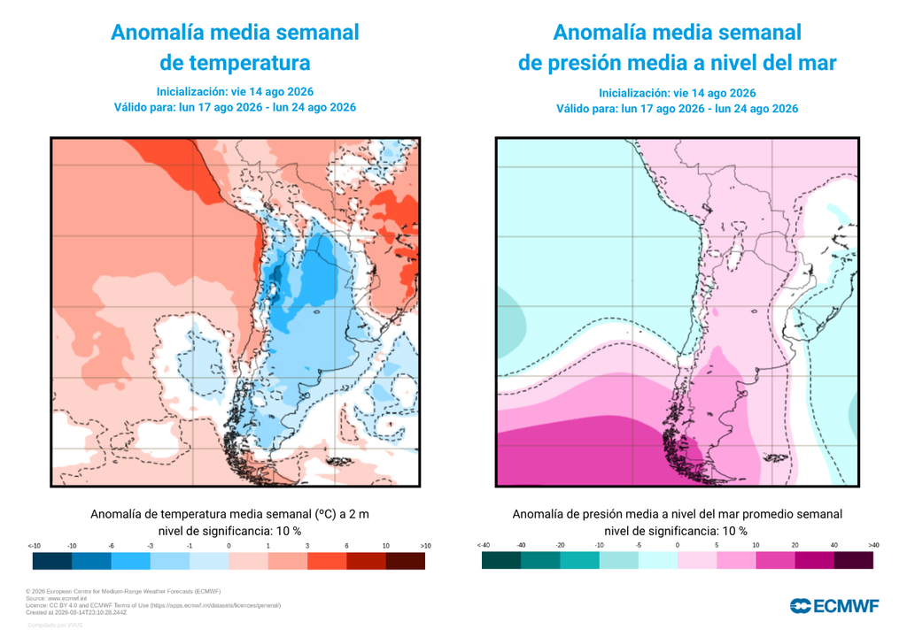 Las intensas altas presiones frías dominarán el extremo austral de Chile. Se extenderán, al menos, hasta el Norte Chico.