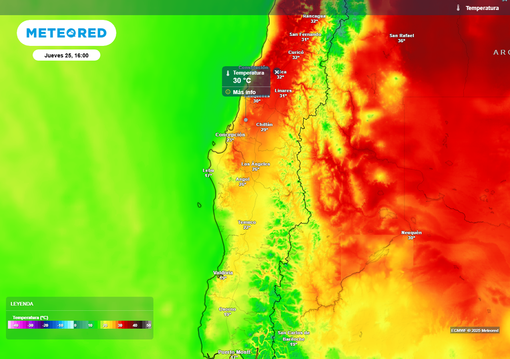 Pronóstico Navidad 2025 en Chile centro sur, Meteored