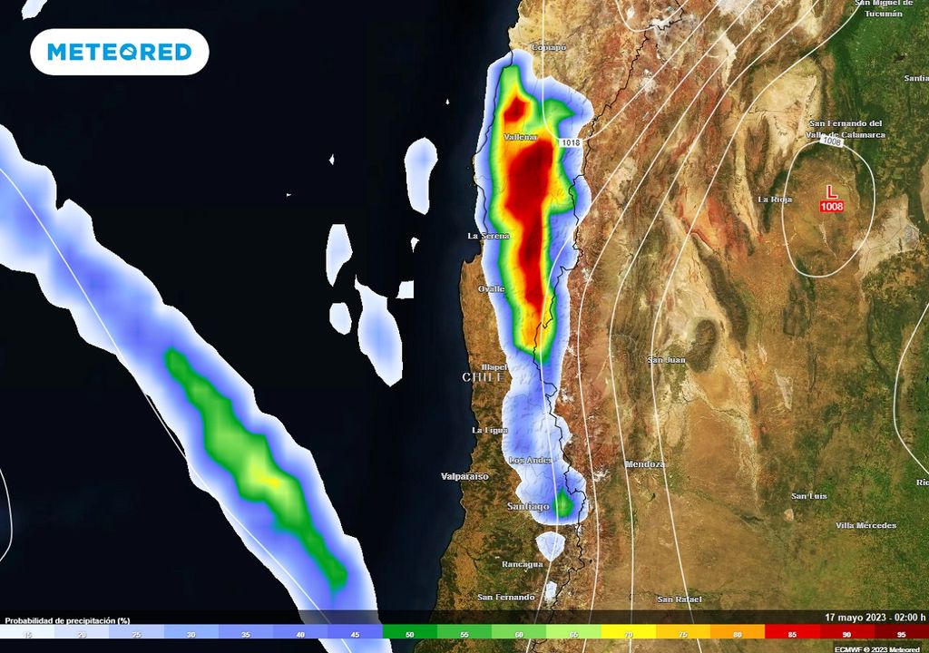 probabilidad de precipitación prevista; modelo ECMWF