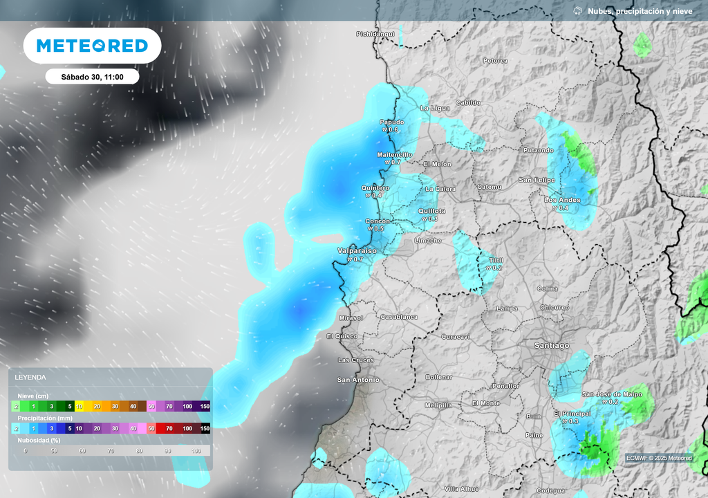 mapa de lluvia y nieve