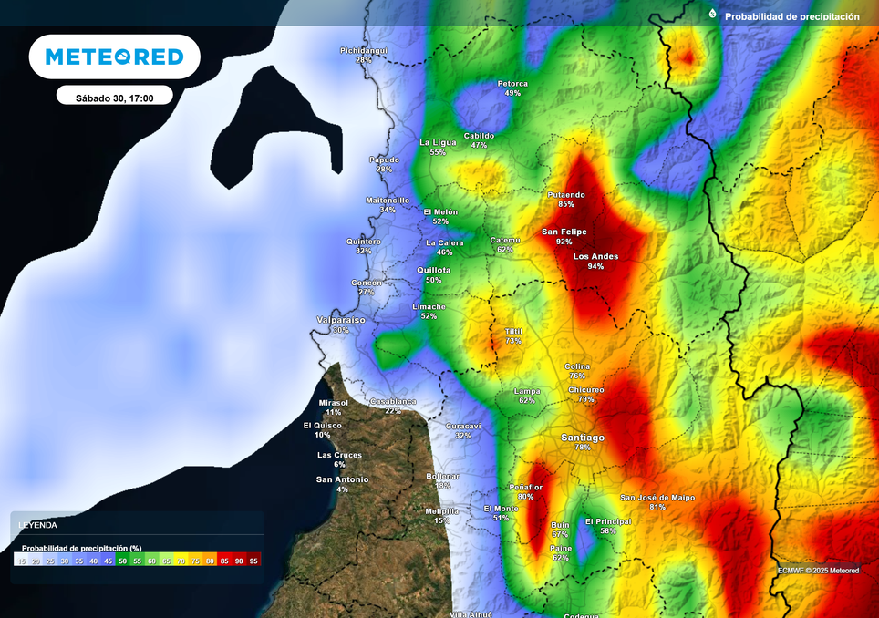 mapa de probabilidad de precipitación. mapa de probabilidad de precipitación.