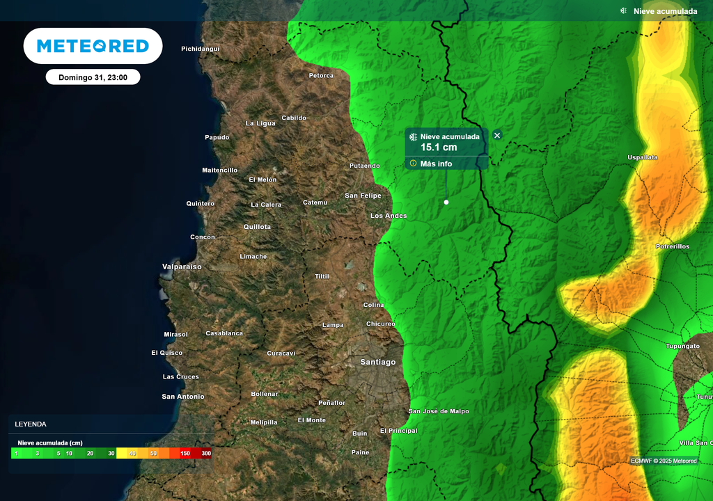 mapa de nieve acumulada. mapa de nieve acumulada.