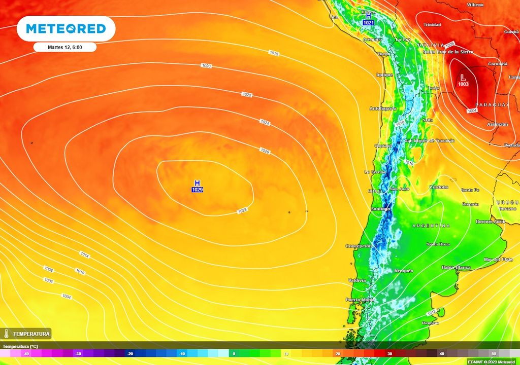 Una gran alta presión sobre el sur, centro y norte de Chile Una gran alta presión sobre el sur, centro y norte de Chile