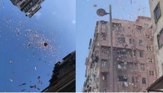 Lluvia de billetes caida del cielo