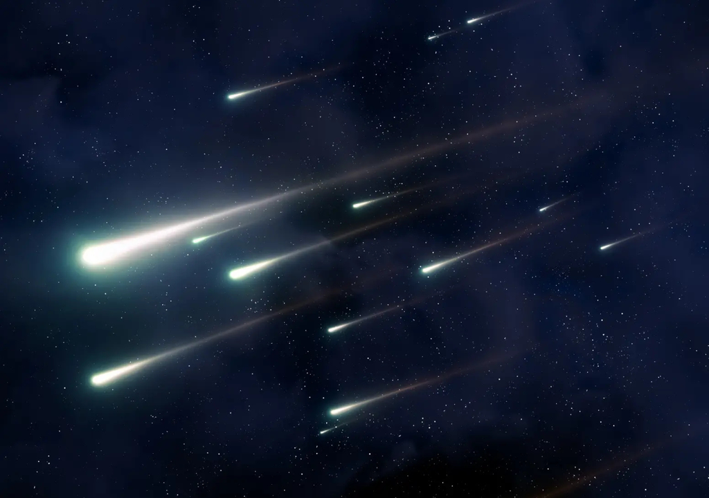 Meteoroides ingresando a gran velocidad en la atmósfera terrestre durante la lluvia de estrellas Leónidas, visible desde todo Chile en noviembre de 2025. Créditos: Getty Images.