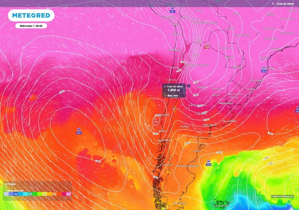 La cota de nieve descenderá con el paso del frente el miércoles.