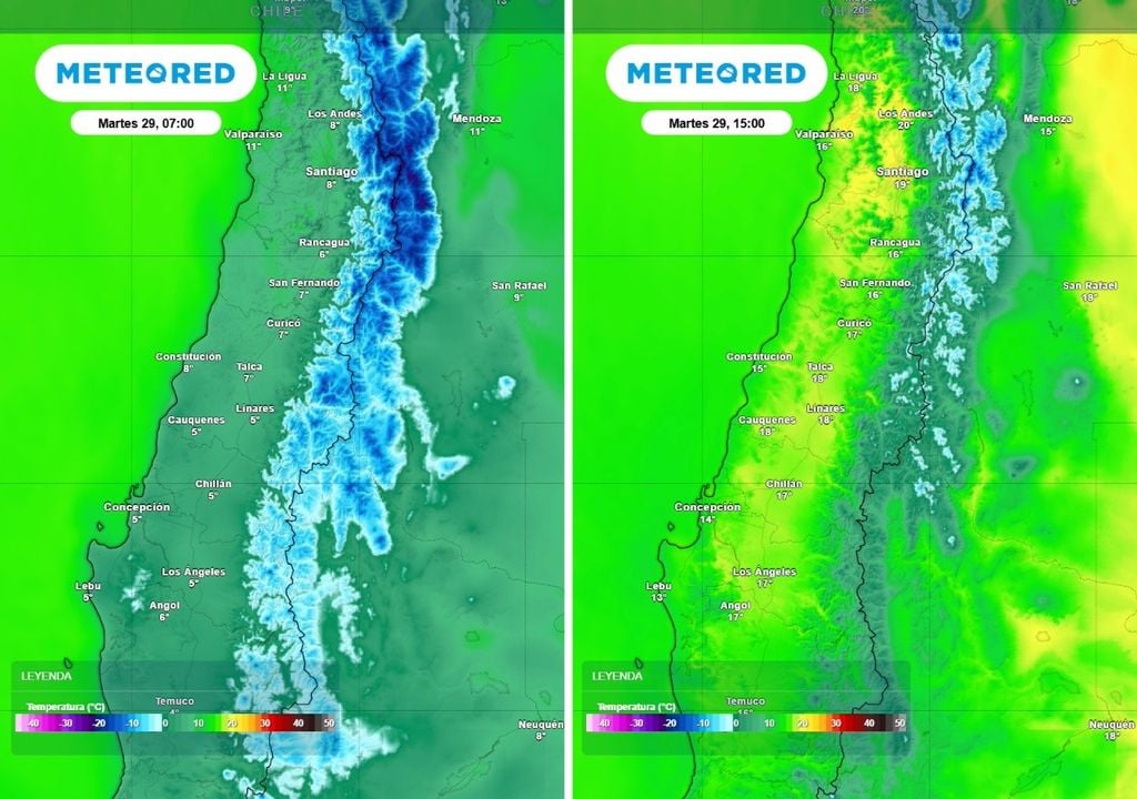 Durante el día martes habrá un descenso generalizado de las temperaturas tras el paso de las lluvias.