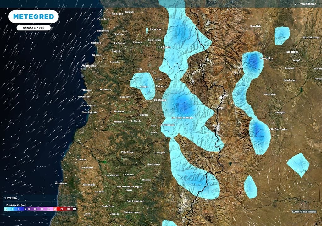El sábado persistirán precipitaciones más aisladas, principalmente en sectores cordilleranos de la RM.