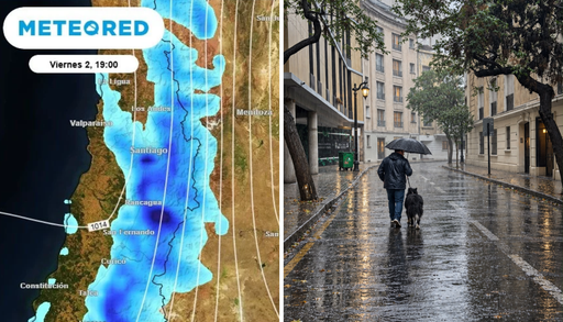 Lluvia en Santiago y RM este viernes 2: primer pulso llegar&iacute;a de madrugada y otro se activa cerca de las 15 horas