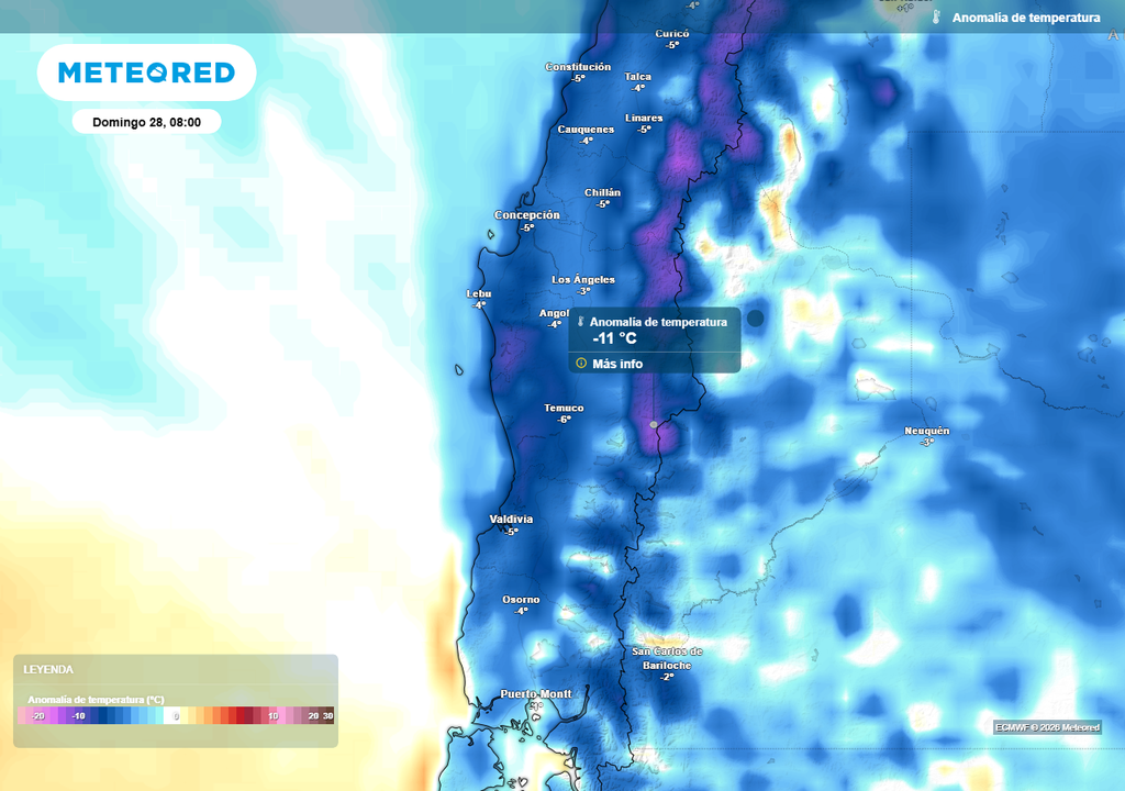 El frío será extremo en esta zona de Chile al término del fin de semana.