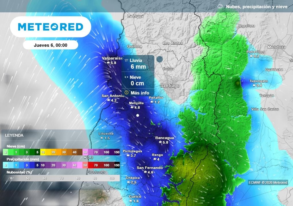 Precipitaciones Las lluvias serán fuertes durante la madrugada en la RM, hasta 6 mm podrían acumularse en una hora.