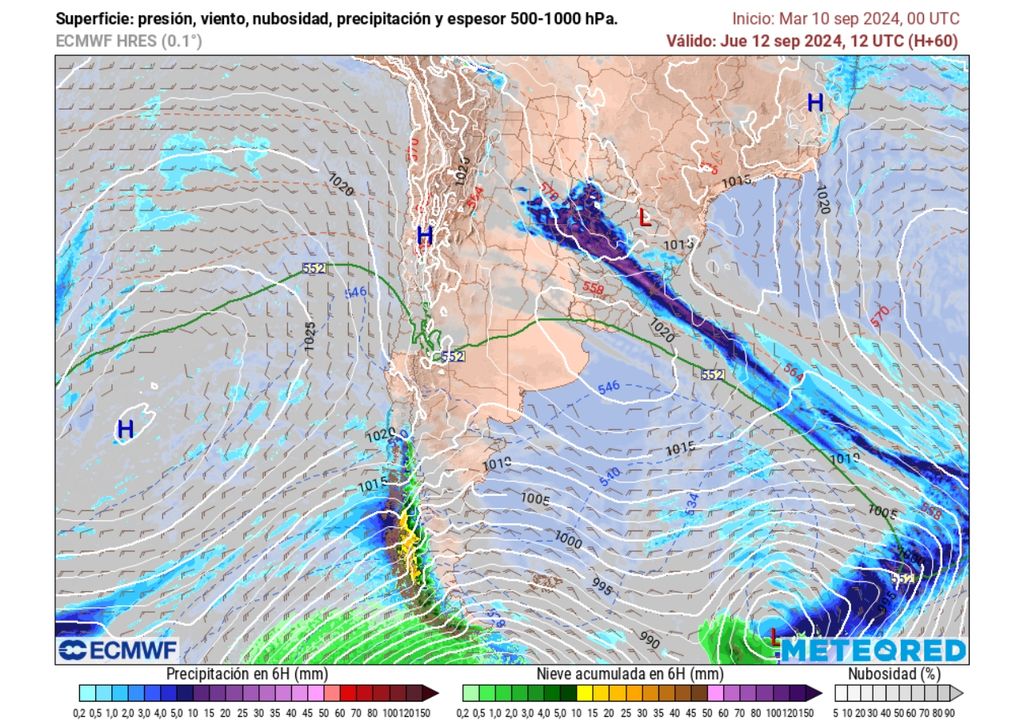 pronóstico de lluvias y presión del modelo del ECMWF. pronóstico de lluvias y presión del modelo del ECMWF.