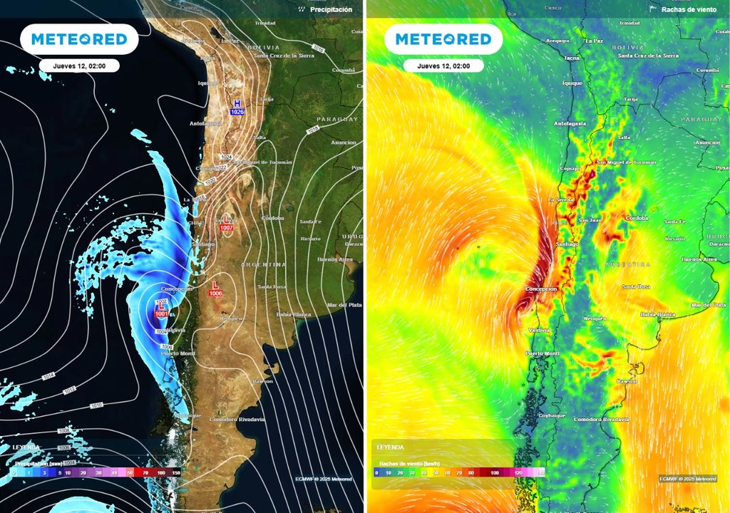 precipitación y vientos previstos
