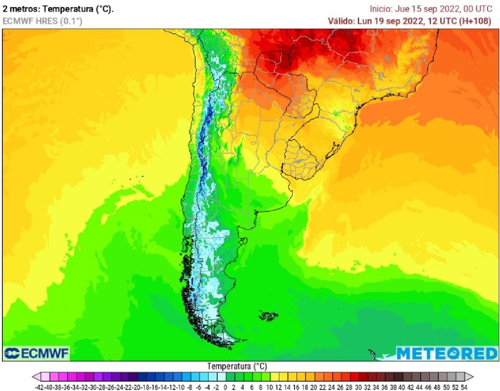 mapa pronostico, modelo ECMWF, temperatura mapa pronostico, modelo ECMWF, temperatura