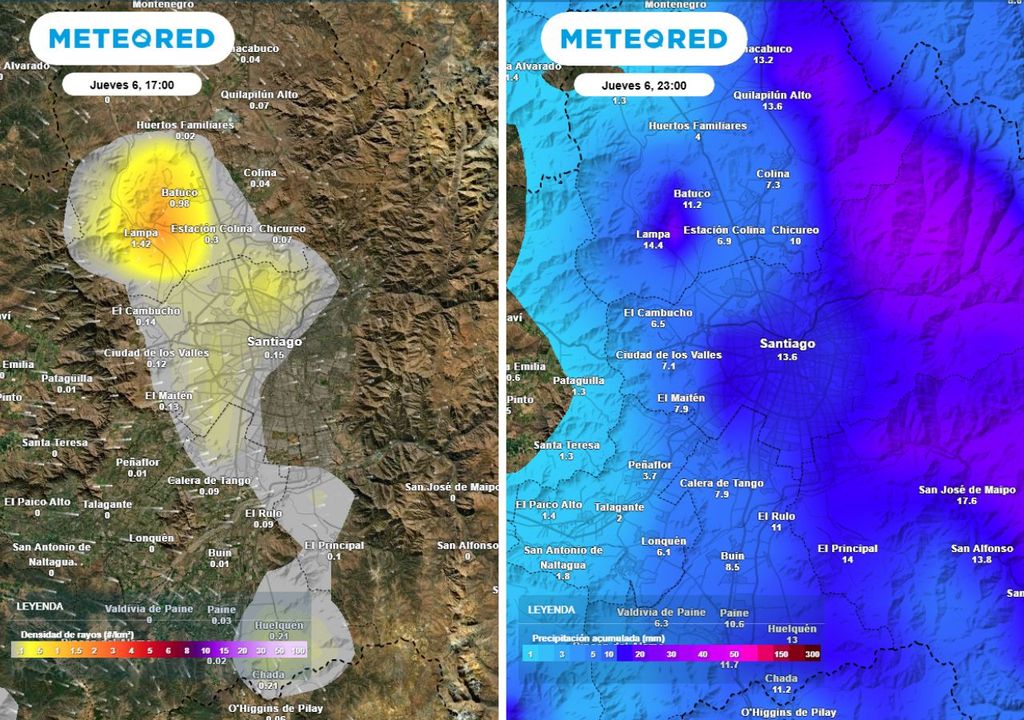 mapas de densidad de rayos y precipitación acumulada