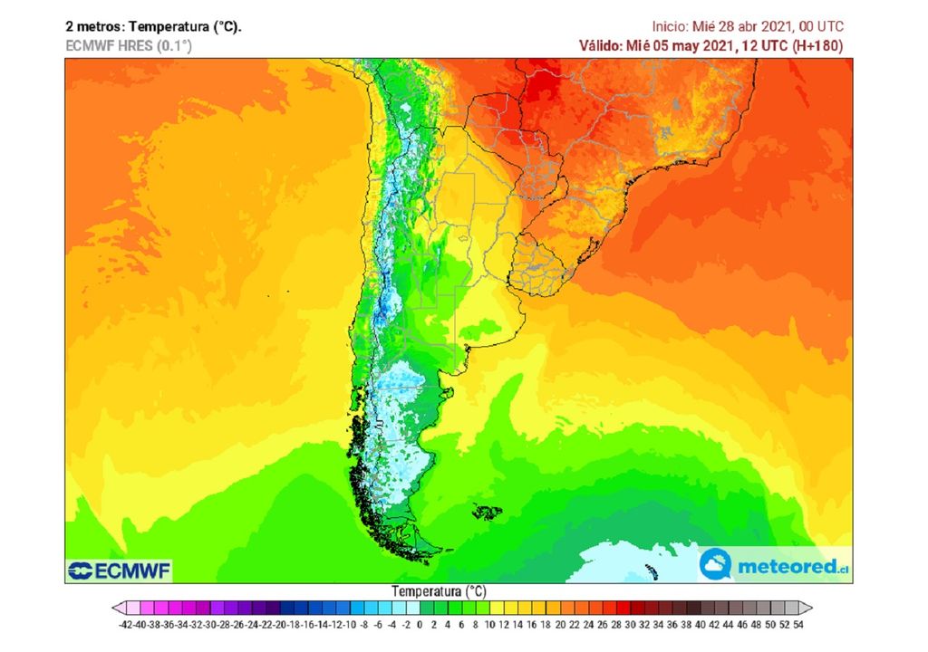 temperatura prevista ECMWF