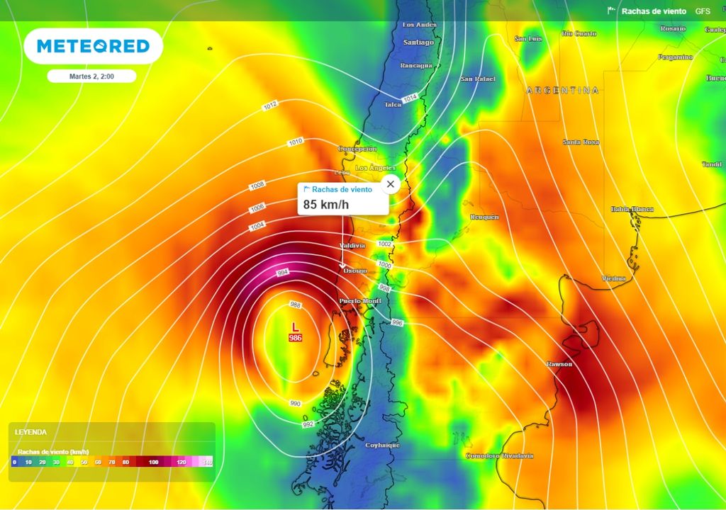 vientos previstos por el modelo ECMWF vientos previstos por el modelo ECMWF