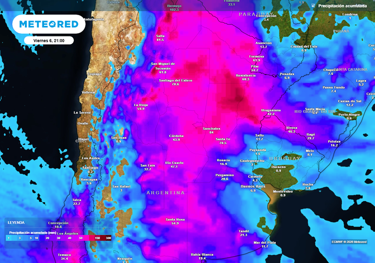 Lluvias intensas en el centro y norte de Argentina, con fuerte descenso t&eacute;rmico el jueves de la primera semana de marzo