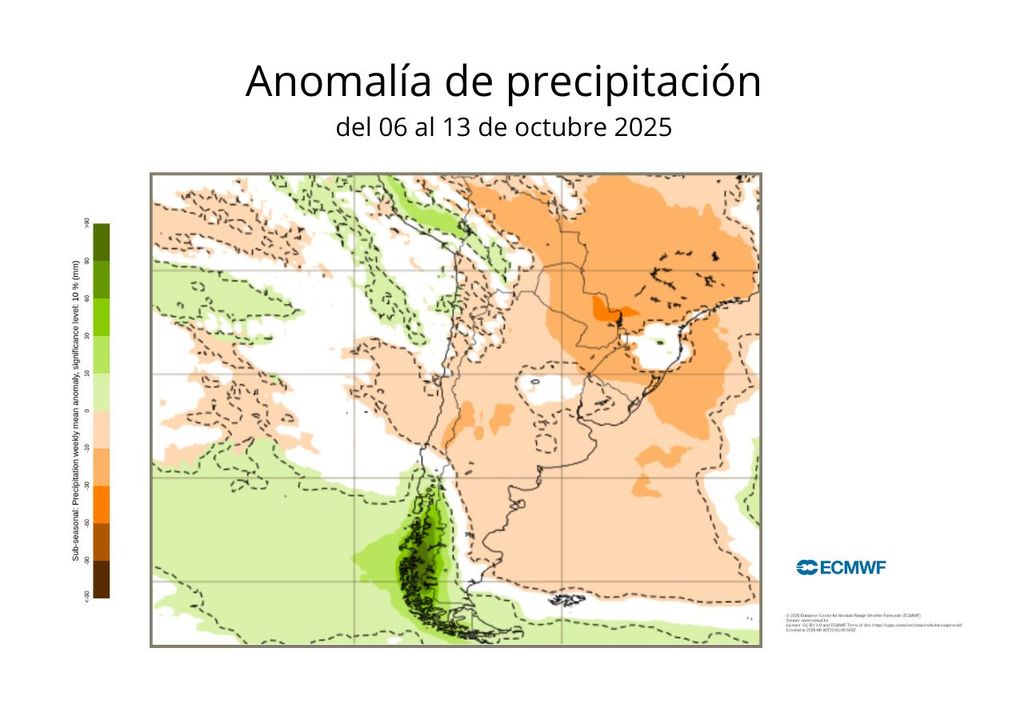 Lluvias abundantes para la primera quincena de octubre 2025, Meteored, Chile