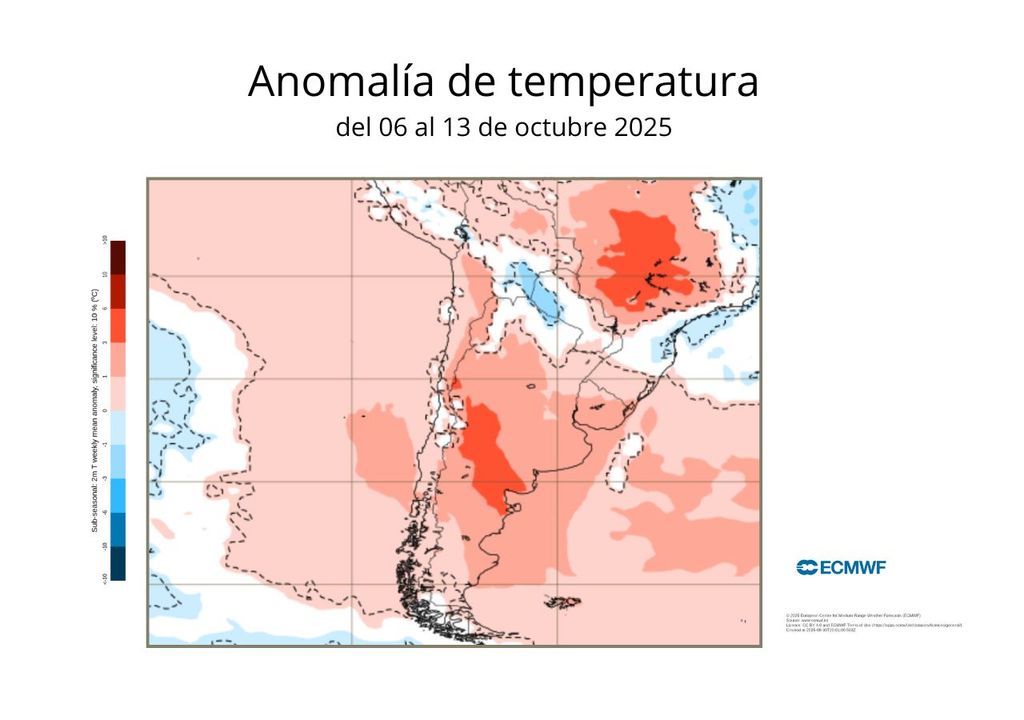 Altas temperaturas para la primera quincena de octubre 2025 en Chile, Meteored