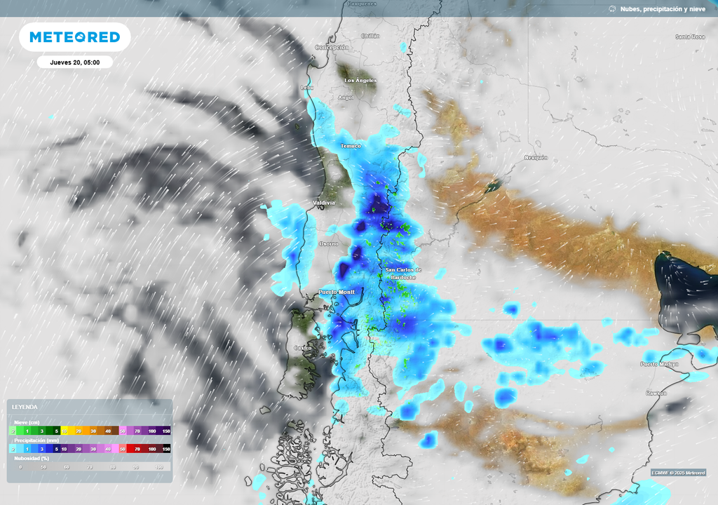 mapa de lluvia y nieve.