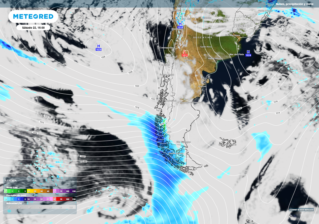 mapa de lluvia y nieve.