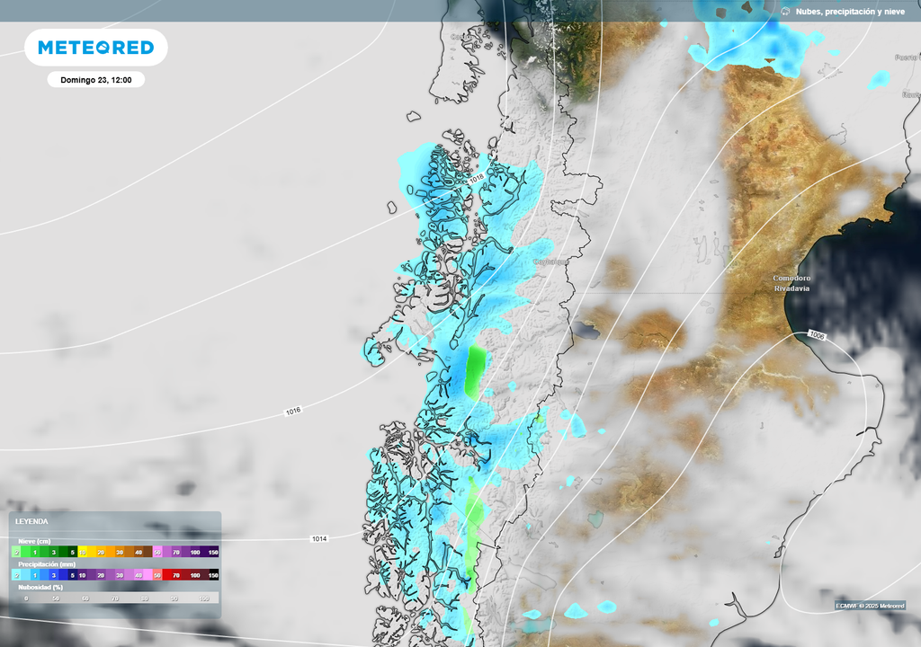 mapa de lluvia y nieve.
