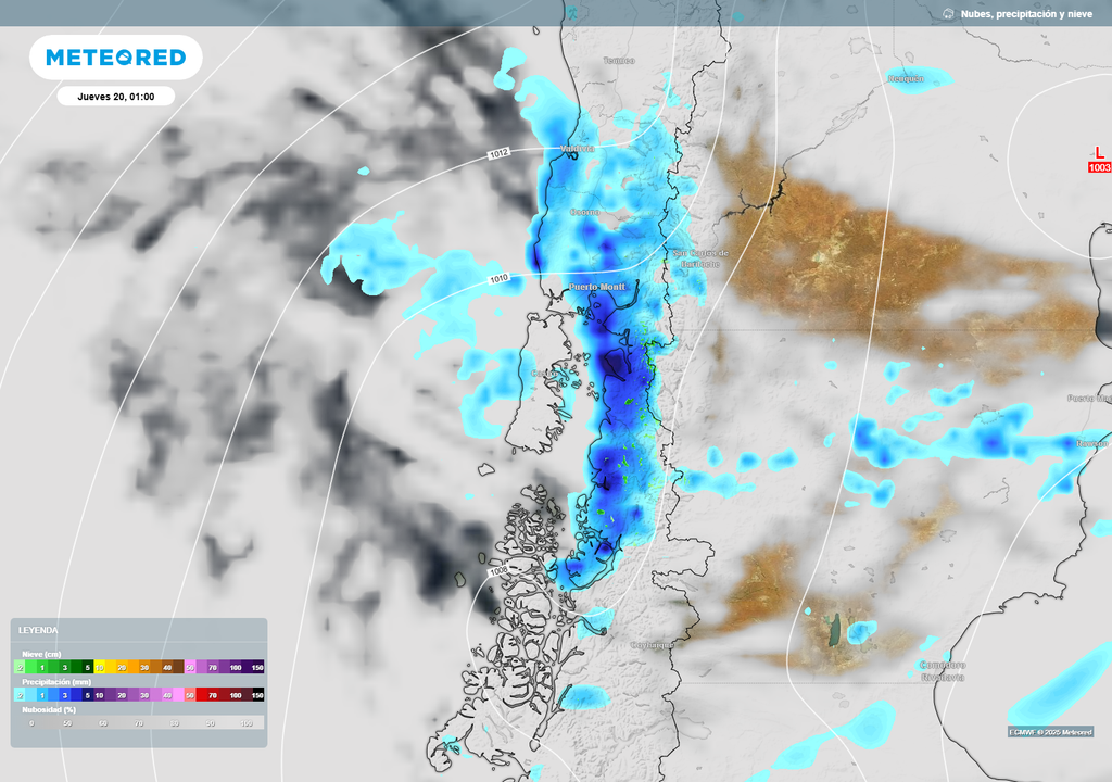 mapa de lluvia y nieve.