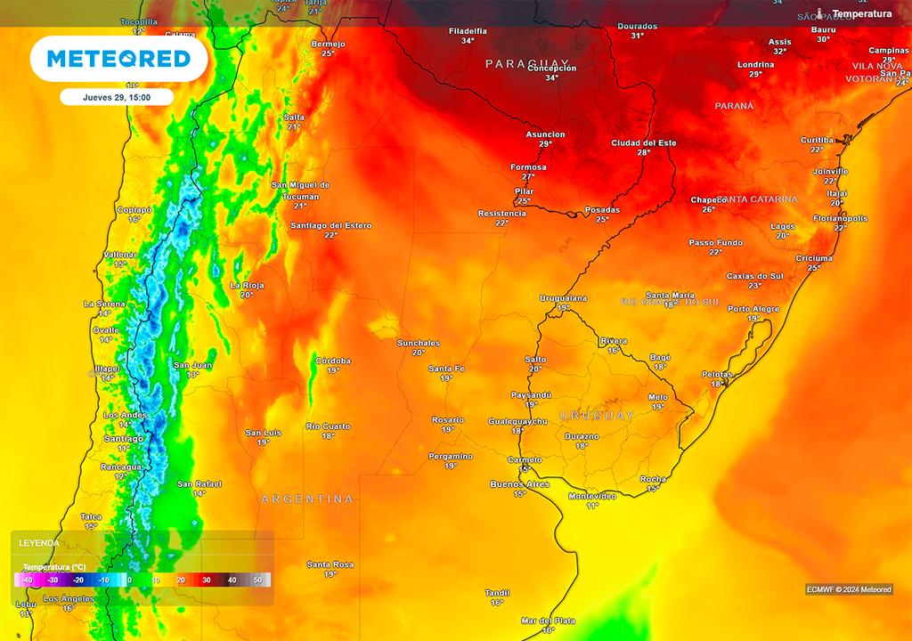 Temperatura, Máximas, Argentina, Primavera, Santa Rosa
