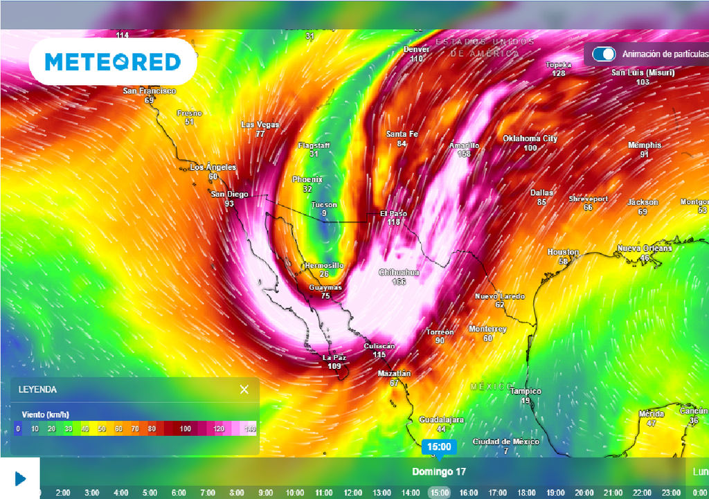 Viento a 500 mb (5.8 km de altitud) Viento a 500 mb (5.8 km de altitud)