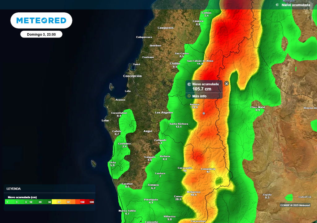 Lluvias en la Región de Biobío, Meteored, Chile