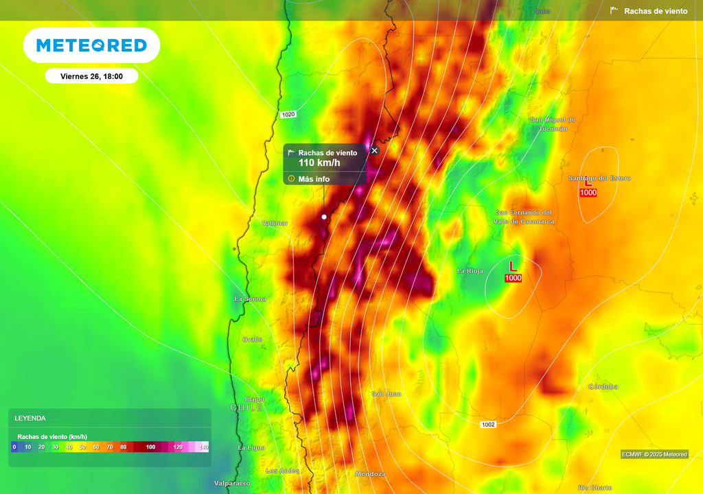 mapa de ráfagas de viento