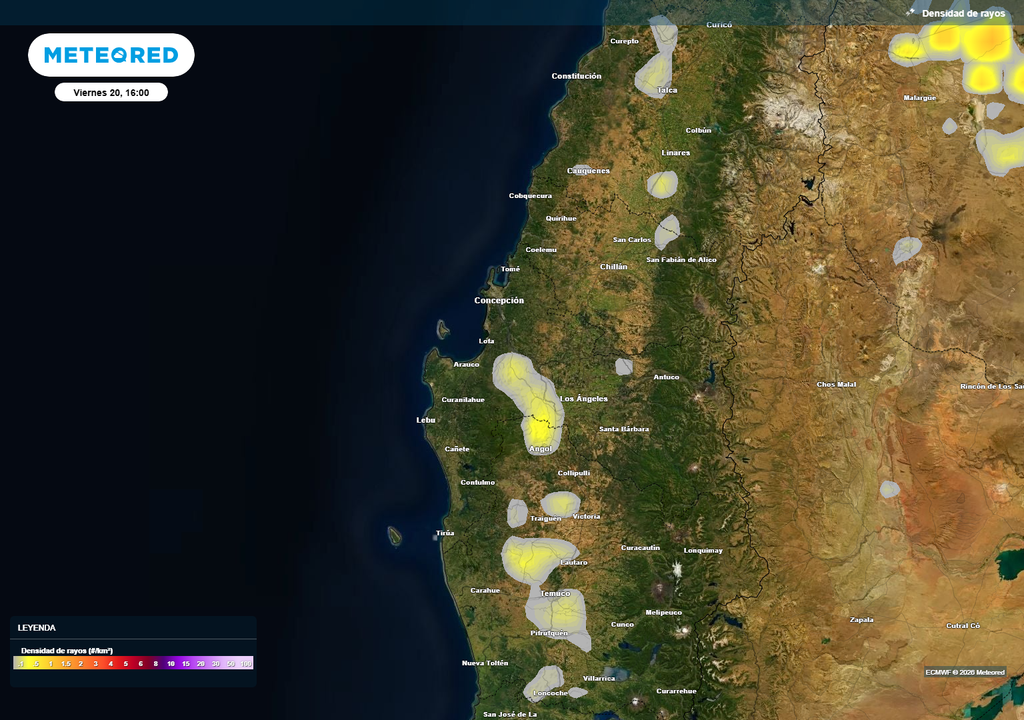 Una gran extensión del país vivirá el paso de sistema frontal y de la llegada de la inestabilidad en el postfrontal con la ocurrencia de tormentas eléctricas. Sectores del sur y centro sur concentrarán una probabilidad más alta de desarrollo de tormentas eléctricas durante el día viernes 20 de marzo.