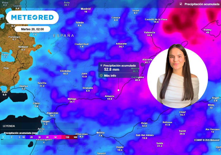 Lluvias de 50 l/m2 y baj&oacute;n de temperaturas en Andaluc&iacute;a: Andrea Danta se&ntilde;ala las provincias m&aacute;s afectadas