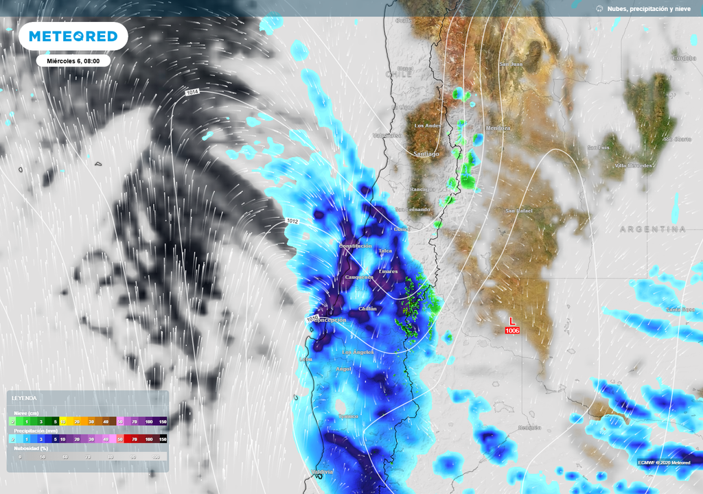 Lluvias comienzan débiles este miércoles en O’Higgins y el Maule, pero podrían intensificarse durante la tarde, dando paso a precipitaciones más organizadas.