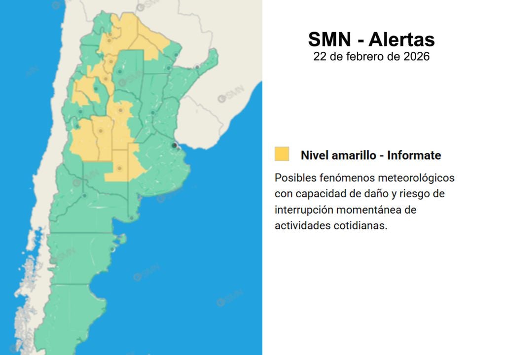 alertas smn Alertas oficiales emitidas por el Servicio Meteorológico Nacional para hoy domingo, por fuertes tormentas