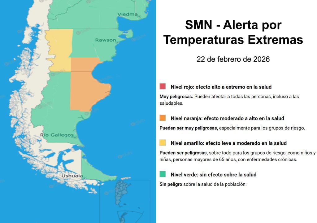 Alerta calor Alerta por temperaturas extremas para el día de hoy. La Patagonia será nuevamente la región del país con las mayores temperaturas.