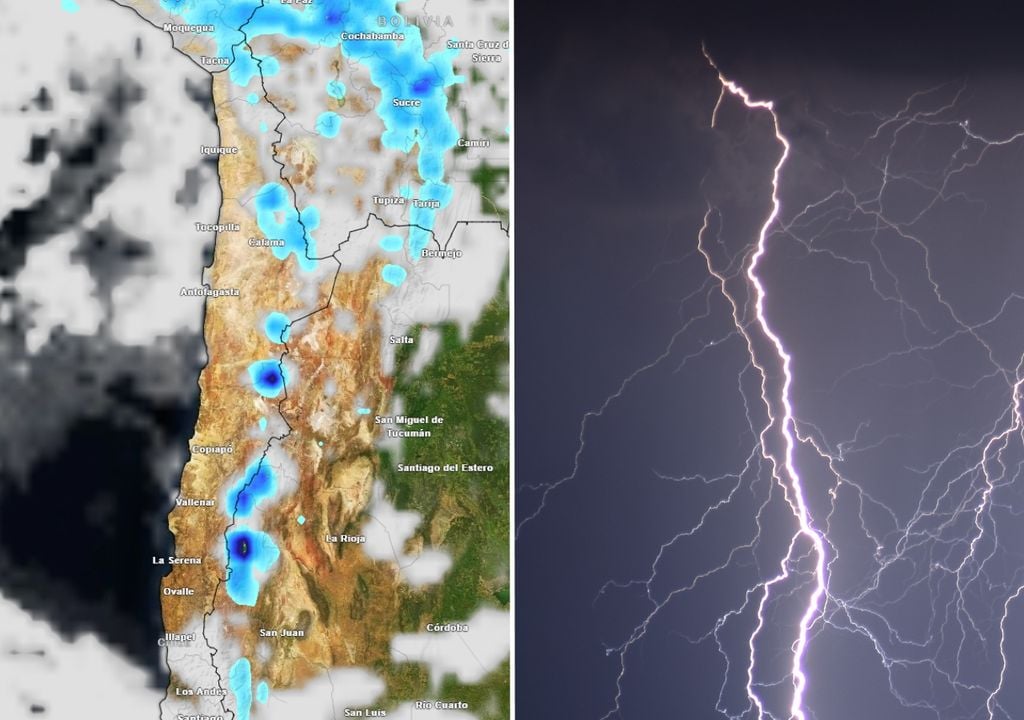 imagen de lluvias previstas y rayos