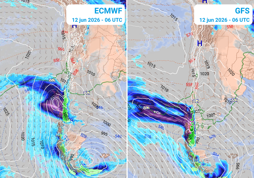La diferencia entre los modelos empieza a aumentar en la madrugada del día viernes 12 de junio.