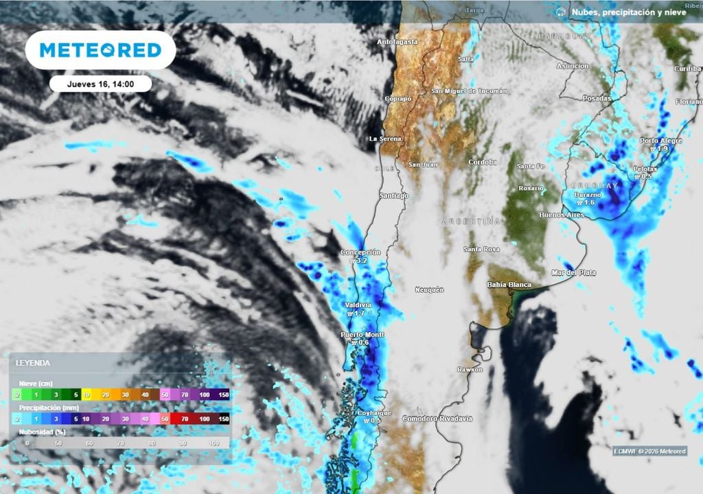Mientras las lluvias avanzan por el centro sur, la zona central se mantiene bajo cielos nubosos durante gran parte del jueves.