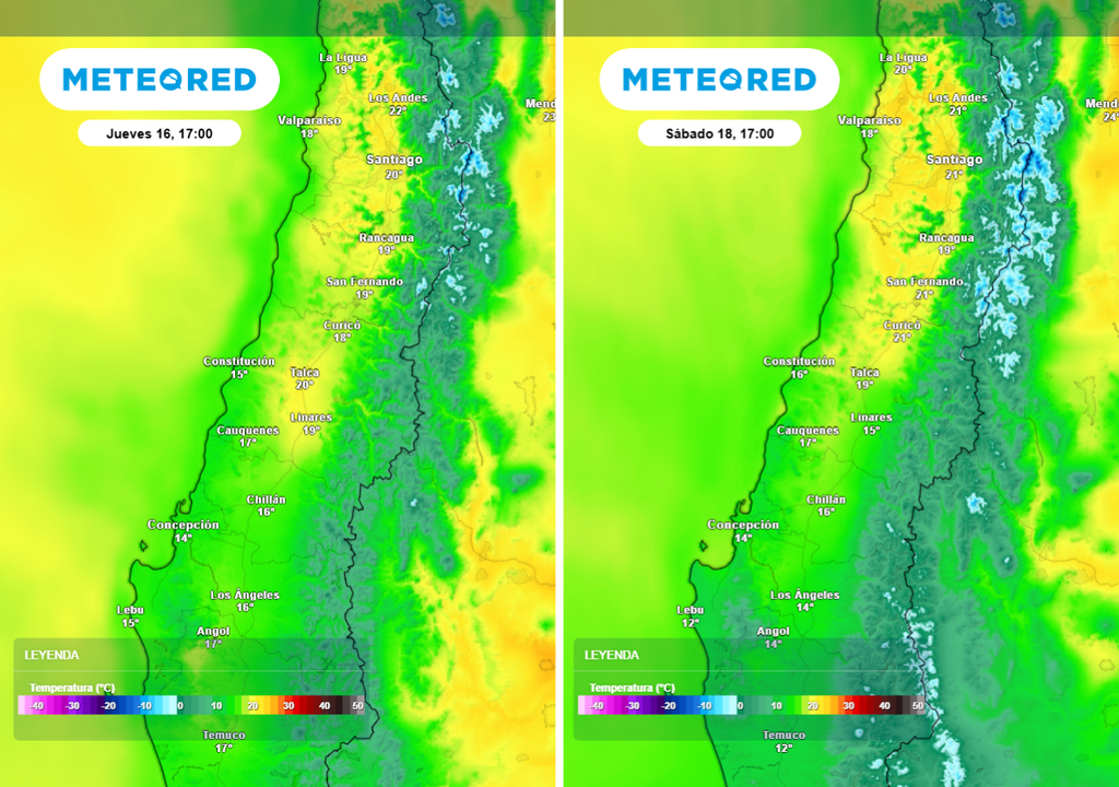 El avance del sistema frontal favorece un descenso de las máximas hacia el sábado, con un ambiente más fresco.