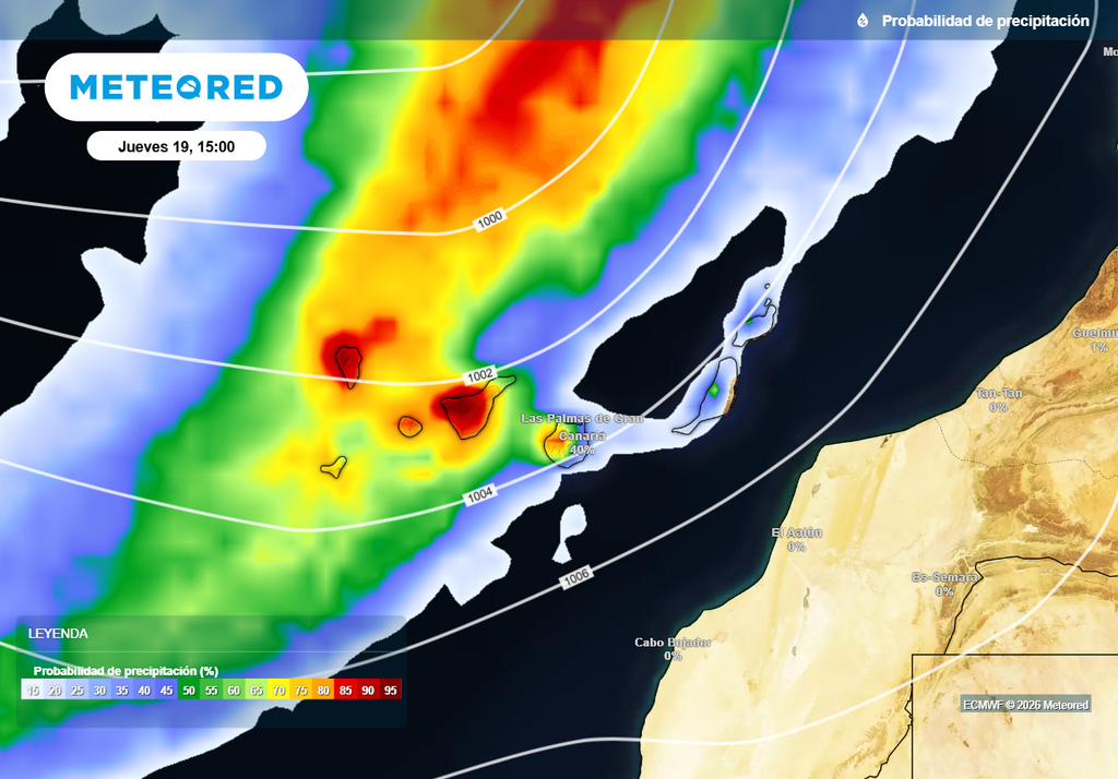 Las precipitaciones se irán extendiendo de oeste a este en Canarias por la influencia de la borrasca.