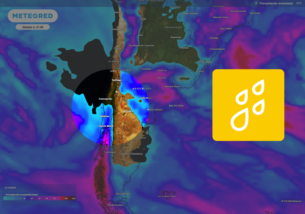 Aunque una gran parte de Chile tendrá días sin lluvias, las precipitaciones lograrán caer en la mayoría de ellas, aunque sea apenas en sectores cordilleranos.