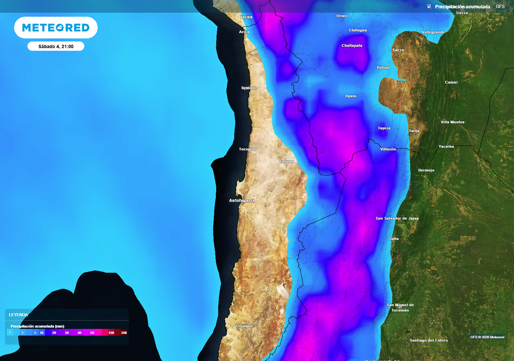 Las lluvias convectivas se mantendrán presentes en el norte de Chile durante toda la Semana Santa.