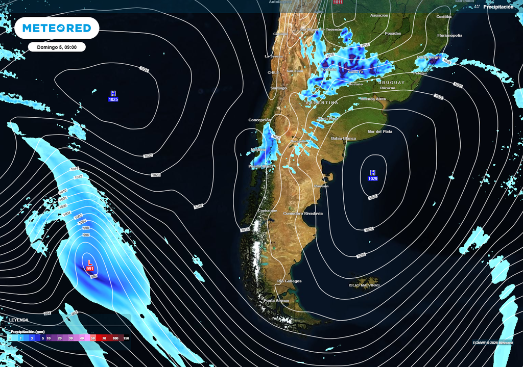 El paso de un anticiclón migratorio por la zona austral provocará una pausa en las lluvias sobre la Patagonia. Una perturbación ciclónica promete precipitaciones sobre las regiones del sur el día domingo.